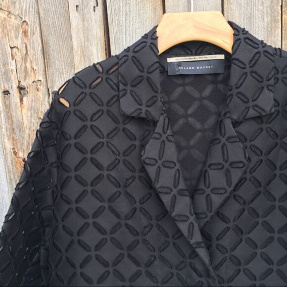 Roland Mouret Cutout Jacket Cotton Blend Black 10 - Picture 6 of 12